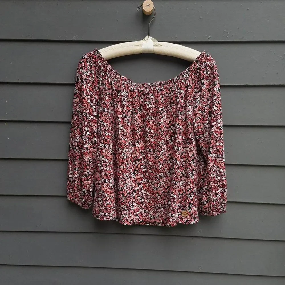 Michael Kors Floral Off the Shoulder Boho Peasant Top size Large